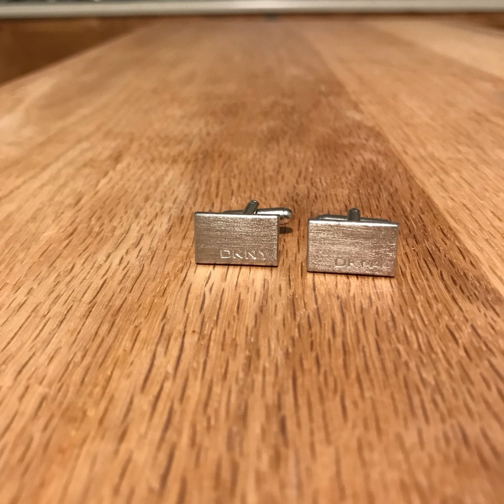 Vintage DKNY Silver Cufflinks Rectangular French Cuffs Accessories